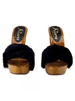 Kiara Shoes Zoccolo Pelliccia Nera Discount