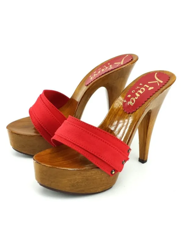 Kiara Shoes ZOCCOLO TACCO 13 BROWN Rosso New