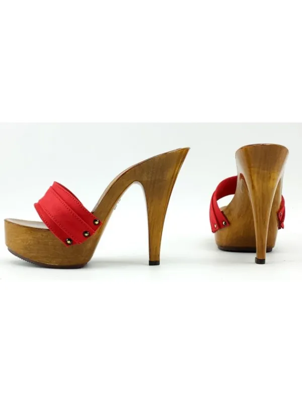 Kiara Shoes ZOCCOLO TACCO 13 BROWN Rosso New